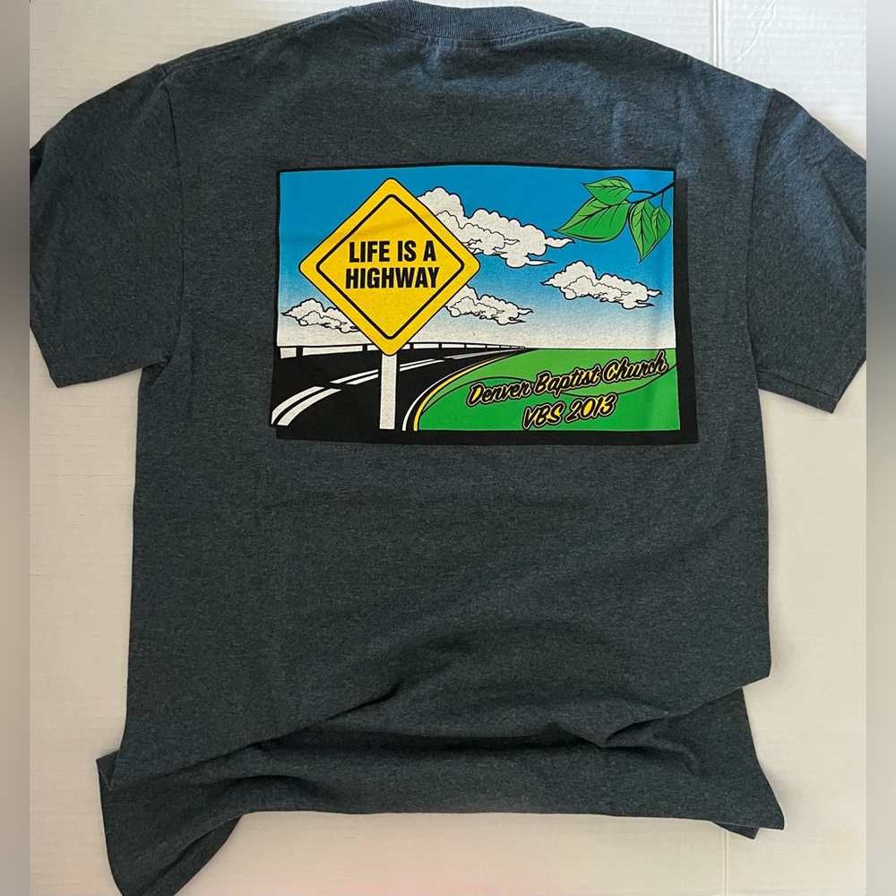 Graphic Tee with Highway Sign Design